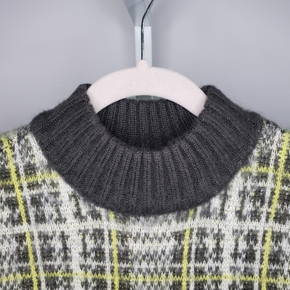 Nine West yellow & gray plaid mock neck sweater - Picture 4 of 10